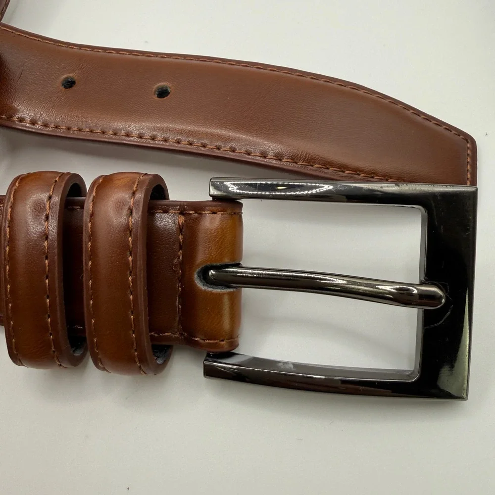 Mio Marino Belt Mens 56 Brown Genuine Leather Dress Buckle Formal Classic Dressy